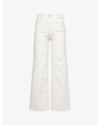 Rails Getty Brand-patch Wide-leg High-rise Stretch-denim Jeans - White