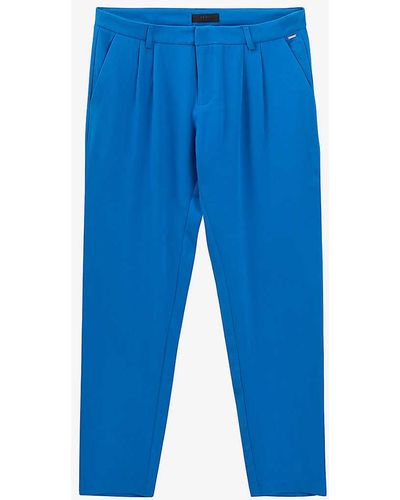 IKKS Straight-leg Mid-rise Darted Woven Trousers - Blue