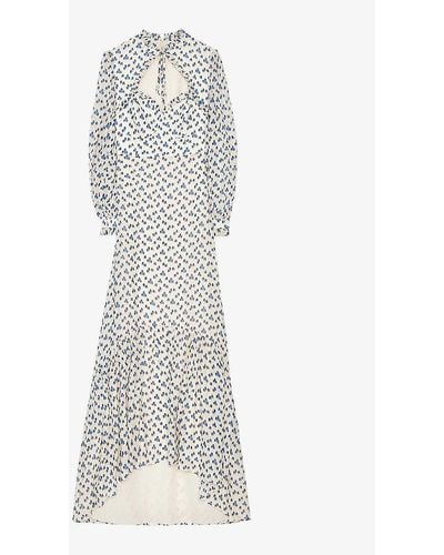 By Malina Lucille Floral-print Woven Maxi Dres - White