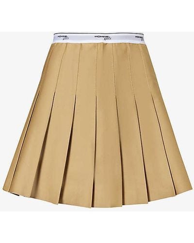 HOMMEGIRLS Branded Waistband Mid-rise Cotton-twill Mini Skirt - Natural