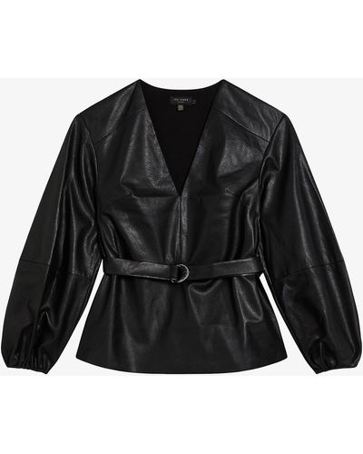Ted Baker Onari Faux-leather Belted Top - Black