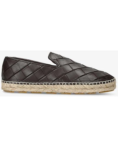 Bottega Veneta Jack Intrecciato Leather Espadrilles - Grey