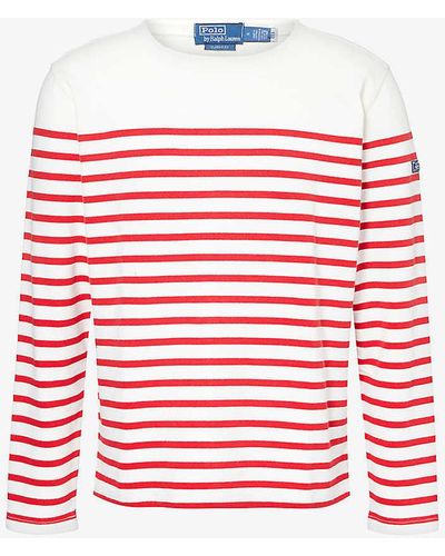 Polo Ralph Lauren Stripe-pattern Classic-fit Cotton-jersey T-shirt X - Red