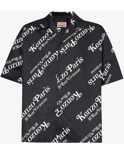 KENZO X Verdy Graphic-print Boxy-fit Cotton Shirt - Black