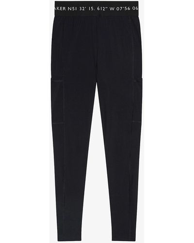 Ted Baker Llaneyy Logo-waistband High-rise Stretch Recycled Nylon-blend leggings - Black