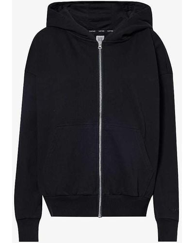 Lounge Underwear Zip-up Relaxed-fit Cotton-jersey Hoody - Blue