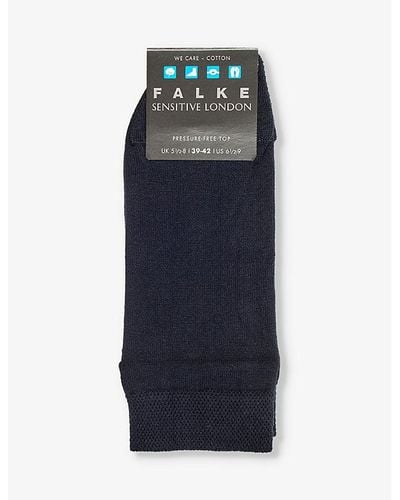 FALKE Dark Vy Sensitive London Logo-print Cotton-blend Knitted Socks - Blue