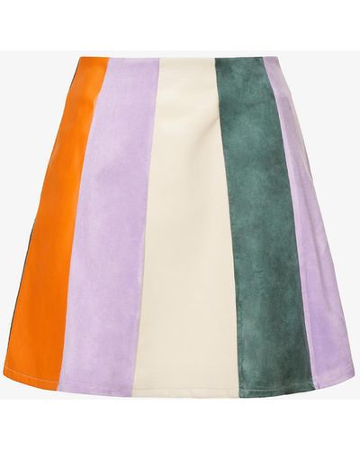Amy Lynn Carmen Striped Faux Suede Mini Skirt - Multicolour