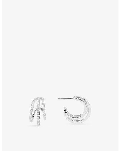 Apm Monaco Croisette Cubic-zirconia Triple Hoop Sterling- Earrings - White