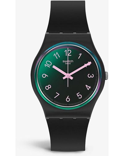 Swatch Gb330 Silicone And Plastic Quartz Watch - Black