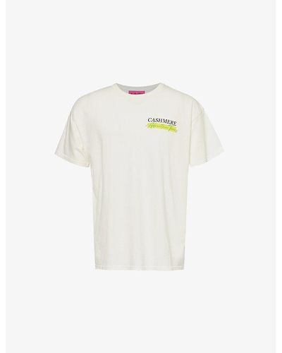 The Elder Statesman Adventure Tours Brand-print Linen And Cotton-blend T-shirt X - White