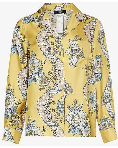 Weekend by Maxmara Floral-pattern Collar Silk Shirt - Yellow