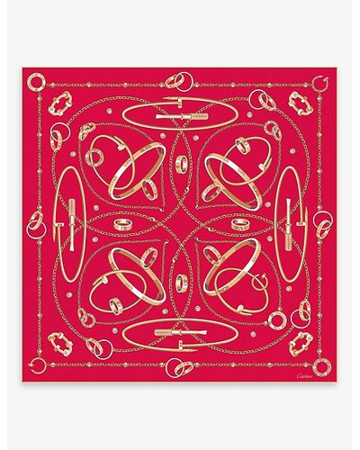 Cartier Precious Mundanity Logo-print Silk Scarf - Red