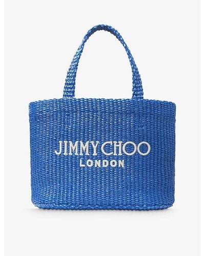 Jimmy Choo Beach Mini Raffia Tote Bag - Blue