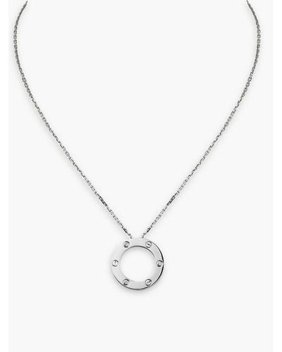 Cartier Love 18ct White- And 0.07ct Diamond Necklace - Metallic