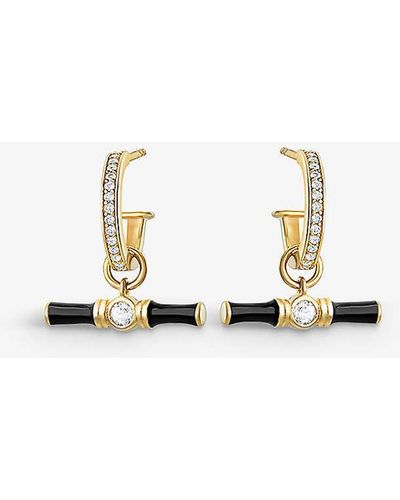V By Laura Vann Dyllan 18ct Yellow -plated Vermeil Recycled Sterling-silver, White Topaz And Enamel Hoop Earrings