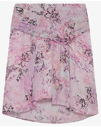 IRO Theoline Floral-print High-rise Silk Mini Dress - Pink