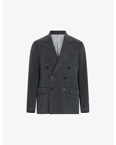 AllSaints Tansey Double-breasted Woven Blazer - Blue
