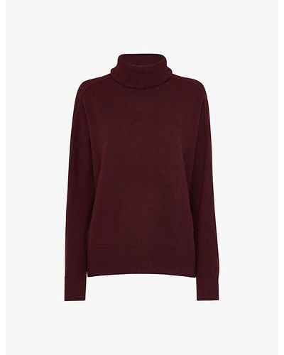 Whistles Roll-neck Cashmere Knitted Sweater - Red