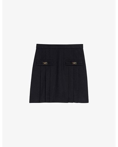 Sandro Rebeca Embellished Wool Mini Skirt - Black