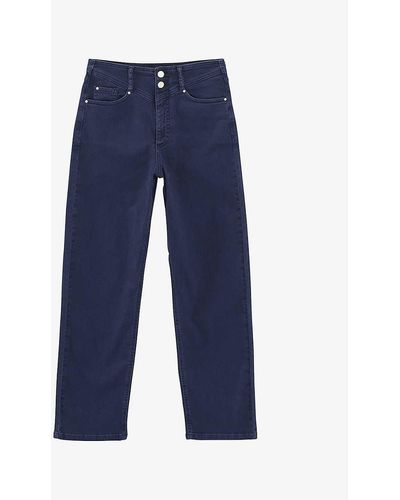 IKKS Cropped Straight-leg High-rise Stretch-denim Jeans - Blue