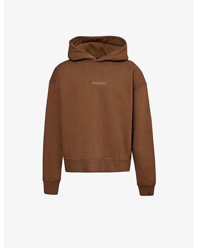 DSquared² Logo-print Relaxed-fit Cotton-jersey Hoody X - Brown