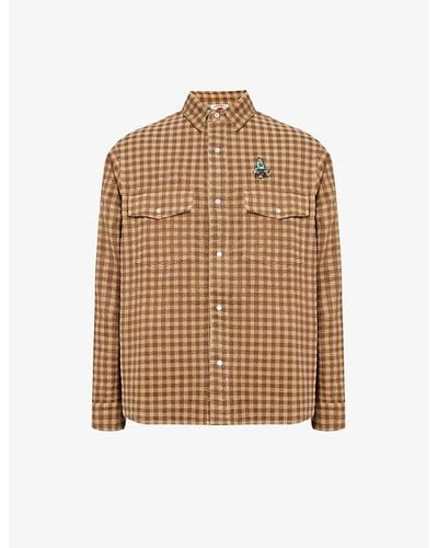 ICECREAM Logo-embroidered Checked Cotton Overshirt - Brown