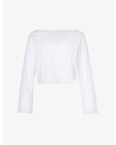 Theory Curved-hem Cotton-blend Top - White