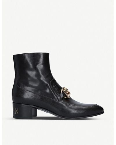 Gucci Leather Horsebit Chain Boots - Black