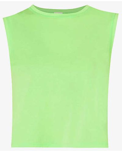 Sweaty Betty Breathe Easy Logo-brand Cropped Stretch Recycled-polyester Tank Top - Green
