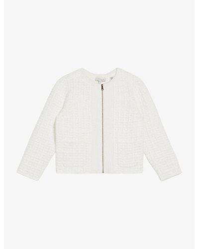 Ted Baker Ulee Zip-up Jacquard-texture Woven Cardigan - White