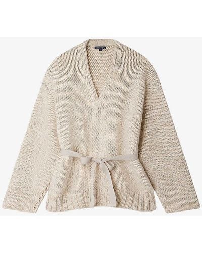 Soeur Astral Belted-waist Knitted Cardigan - Natural