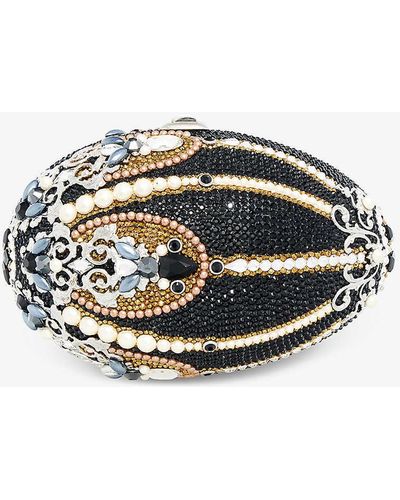 Judith Leiber egg Princess Crystal-embellished Silver-tone Metal Clutch Bag - Multicolour