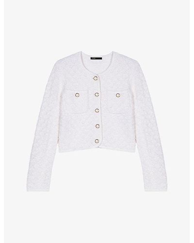 Maje Textured Knitted Cardigan - White