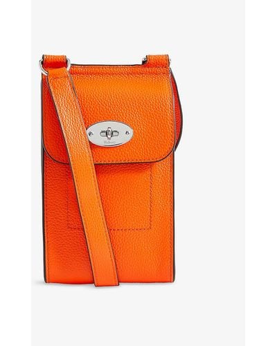 Mulberry Antony Mini Postman's-lock Grained-leather Cross-body Bag - Orange