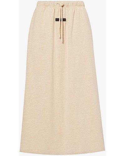 Fear Of God Brand-appliqué Slip-pocket Cotton-blend Midi Skirt - Natural