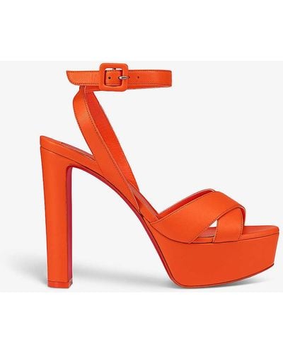 Christian Louboutin Supramariza 130 Leather Heeled Sandals - Orange