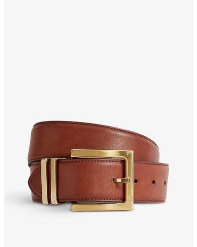 Reiss Brompton Square-buckle Leather Belt - Brown
