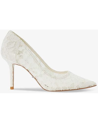 Dune Memorise Bridal Floral-lace Court Shoes - White