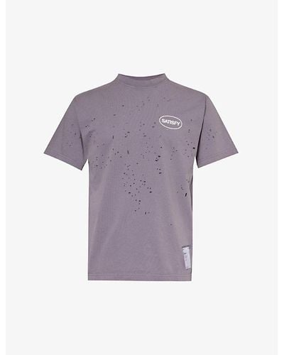 Satisfy Mothtechtm Distressed Organic Cotton-jersey T-shirt - Purple