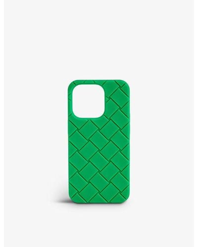 Bottega Veneta Intrecciato Iphone 14 Pro Max Rubber Phone Case - Green