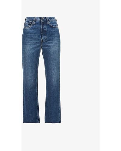 Totême Raw-hem Straight-leg High-rise Organic-cotton Jeans - Blue
