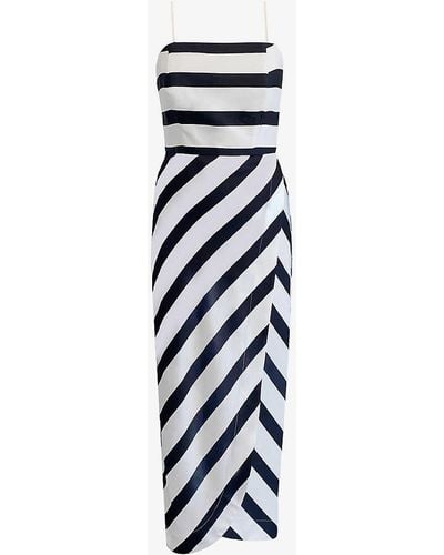 Ro&zo Penelope Stripe-print Bandeau Linen-blend Midi Dress - White