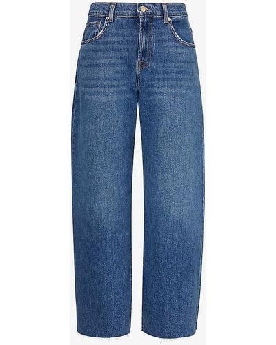 7 For All Mankind Bonnie Curvilinear Wide-leg Mid-rise Stretch-denim Jeans - Blue