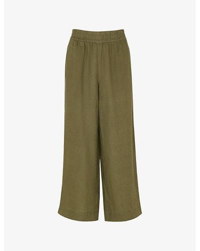 Whistles Elasticated-waist High-rise Linen Pants - Green