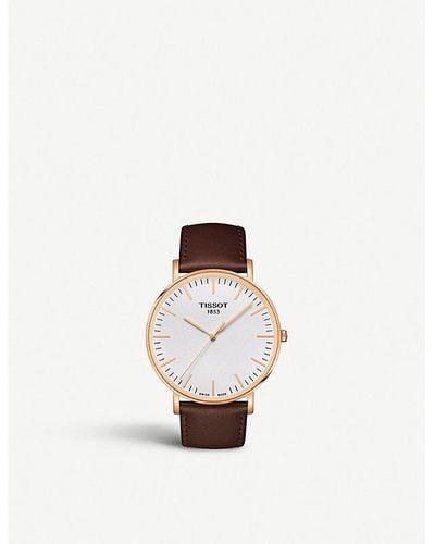 Tissot T109.610.36.031.00rose Gold-plated Stainless Steel And Leather Watch - White
