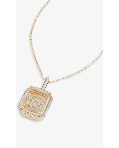 Mateo Secret R 14ct Yellow-gold, 0.28ct Diamond And Quartz Pendant Necklace - White
