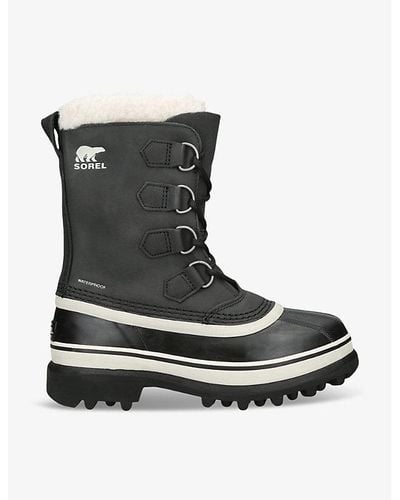 Sorel Caribou Fleece-trim Leather Snow Boots - Black