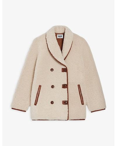 Claudie Pierlot Fanfan Reversible Suede And Shearling-blend Coat - Natural