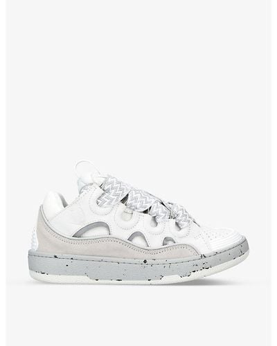 Lanvin Curb Leather And Mesh Low-top Trainers - White